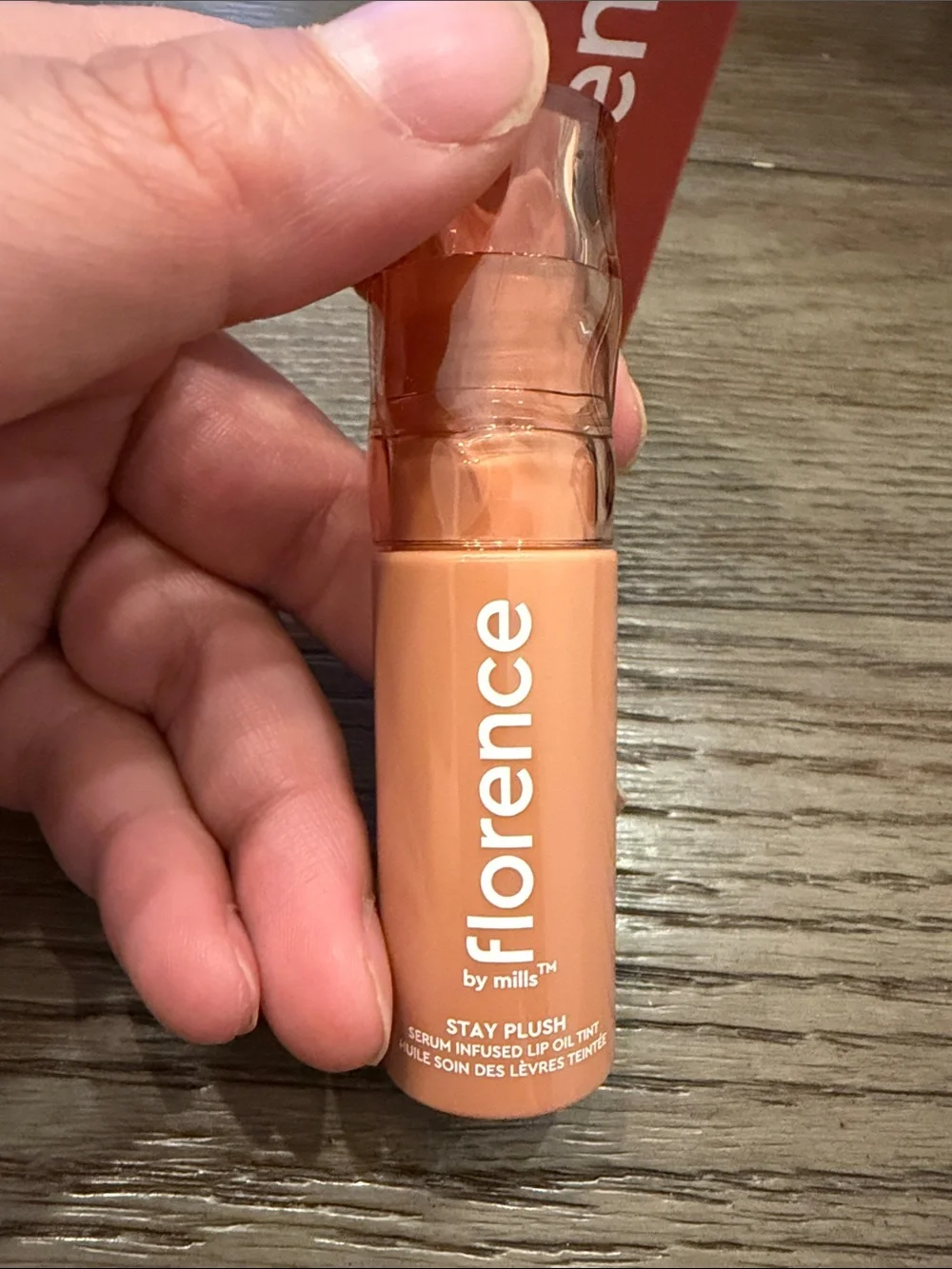 Florence by Mills Stay Plush Serum-Infused Lip Oil Tint — Coral Pink